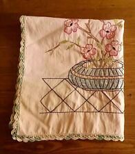 Cachecol de mesa vintage bordado rosa feito à mão 18 x 40 comprar usado  Enviando para Brazil