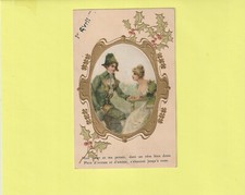 CPA GAUFREE MEDAILLON TREFLES DORES COUPLE COSTUME EPOQUE BRANCHES HOUX, usado comprar usado  Enviando para Brazil
