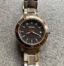 Relógio feminino Fossil Stella 38 mm tom ouro rosa chifre falso mostrador marrom com data A4 comprar usado  Enviando para Brazil