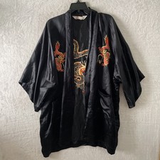 Kimono masculino pérolas preto bordado dragão GG seda vintage anos 70 manga curta comprar usado  Enviando para Brazil