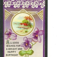 PC ANTIGO DE ANIVERSÁRIO "Brilhante e Feliz" Mensagem - Nunca Enviada Home Scene e Violetas comprar usado  Enviando para Brazil
