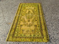 Tapete turco tingido feito à mão tapete de lã vintage 3,5x6,1 pés amarelo verde acento comprar usado  Enviando para Brazil