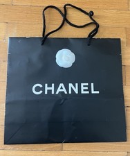 Usado, Bolsa de presente Chanel clássica preta sacola de papel vazia compras com fita rosa comprar usado  Enviando para Brazil