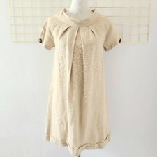 Vestido feminino Thread Social tamanho 2 aveia bronzeado linho plissado Lagenlook comprar usado  Enviando para Brazil