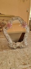 Small Italian Venetian Murano Clear and pink flower Glass Etched Wall Mirror comprar usado  Enviando para Brazil