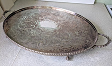 BANDEJA PARA SERVIR BEBIDAS GALERIA COM PÉS DE GARRA BANHADA A PRATA VINTAGE -50 X 30 CM comprar usado  Enviando para Brazil