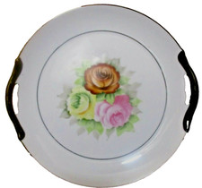 Prato de bolo antigo de porcelana Noritake Japão floral preto com cabo 10", usado comprar usado  Enviando para Brazil