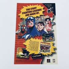 Pôster promocional Marvel Super Heroes vs Street Fighter PS1 jogo raro anúncio impresso dos anos 90 comprar usado  Enviando para Brazil