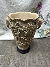 Vaso raro enorme chinês de laca branca cenas asiáticas com alças de elefante - 31,5 cm comprar usado  Enviando para Brazil