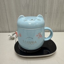 Xícara de café da manhã com tampa Sakura 55 café chá azul gato prato de aquecimento montanha-russa térmica comprar usado  Enviando para Brazil