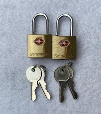 (2) Mini cadeados de latão Samsonite vintage e (4) chaves intercambiáveis - TSA 007 comprar usado  Enviando para Brazil