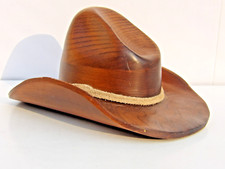 CHAPÉU DE COWBOY DE MADEIRA esculpido à mão vintage ASSINADO decoração ocidental ARTE AMERICANA comprar usado  Enviando para Brazil