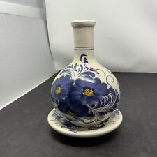 Lindo vaso florido azul e prato combinando, usado comprar usado  Enviando para Brazil