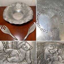 Tazón de ensalada de bambú y correas vintage 1989 Arthur Court aluminio fundido panda segunda mano  Embacar hacia Argentina