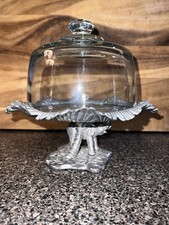 Placa de pedestal de alumínio com pé de elefante Arthur Court com cúpula de vidro 8,5” de altura comprar usado  Enviando para Brazil