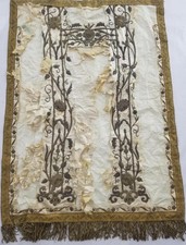 Painel bordado metálico tradicional antigo com franja dourada 94x68cm comprar usado  Enviando para Brazil