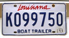 Placa de licença Louisiana BOAT TRAILER # K099750 comprar usado  Enviando para Brazil