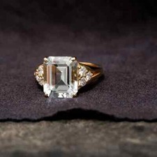 Anel de aniversário de ouro amarelo sólido 14K com água-marinha e diamante natural 5,50 quilates comprar usado  Enviando para Brazil