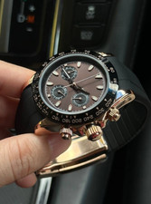 Personalizado 40mm Rose Gold Choco RACER VK63 Meca-quartz Mod | Vidro de safira Chrono comprar usado Personalizado 40mm Rose Gold Choco RACER VK63 Meca-quartz Mod | Vidro de safira Chrono comprar usado  Enviando para Brazil