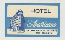 Hotel Sul Americano - Belo Horizonte / Brazil (Vintage Luggage Label) comprar usado  Enviando para Brazil
