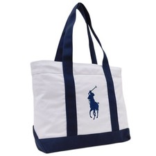 Bolsa tote Polo Ralph Lauren 959034A lona branca preta comprar usado  Enviando para Brazil