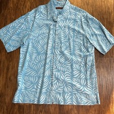 Tori Richard Button Up Shirt Mens L Hawaiian 100% Silk Palm  Blue Tear In Armpit comprar usado Tori Richard Button Up Shirt Mens L Hawaiian 100% Silk Palm  Blue Tear In Armpit comprar usado  Enviando para Brazil