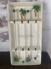 Agitadores de vidro Pier 1 Importações Palm Tree Swizzle Sticks ~ Conjunto de 4 na caixa comprar usado  Enviando para Brazil
