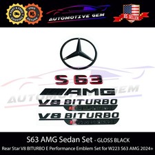 Conjunto combo preto emblema estrela traseira S63 AMG V8 BITURBO E Performance Mercedes W223, usado comprar usado  Enviando para Brazil