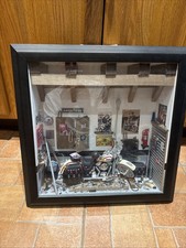 Vintage Motocicleta Garagem Loja Diorama Miniatura Harley 16x16 Caixa de Sombra, usado comprar usado  Enviando para Brazil