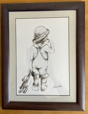 Bleistiftzeichnung kind teddy gebraucht kaufen  Papenburg