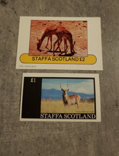 STAFFA SCOTLAND- VEADOS-ANIMAIS SELVAGENS-2 MINI BLOCOS IMPERFURADOS SEM MARCA DE CHARNEIRA comprar usado  Enviando para Brazil