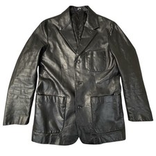 Jaqueta Masculina Vintage Gap Preta Blazer de Couro Genuíno Casaco Esportivo Tamanho P Anos 90 Y2K comprar usado  Enviando para Brazil