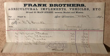 Implementos agrícolas antiguos Frank Brothers, vehículos, San Francisco 3-9-1892 segunda mano  Embacar hacia Mexico