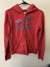 Moletom com capuz Hollister vermelho gráfico zíper completo feminino tamanho médio sem cordão comprar usado  Enviando para Brazil