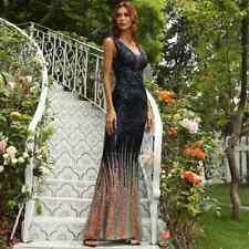 Vestido de noite feminino elegante formal festa longo vestido de formatura com lantejoulas gola V comprar usado  Enviando para Brazil