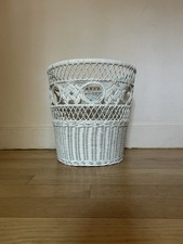 Cesto de lixo de vime branco vintage boho década de 1980 excelente comprar usado  Enviando para Brazil