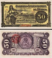 México 50 Centavos 1915, aXF, Revolucionario, Gobierno Convencionista, P-S882 segunda mano  Embacar hacia Mexico