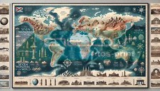 Poster weltkarte weltwunder gebraucht kaufen  Osnabrück