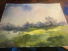 Antigo artista francês CLAUDE MÉNARD aquarela PINTURA “golfistas” campo paisagem, usado comprar usado  Enviando para Brazil