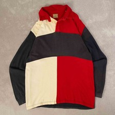 Camisa de rugby descontraída vintage colorida bloqueada GG masculina lavada vermelha Varsity comprar usado  Enviando para Brazil