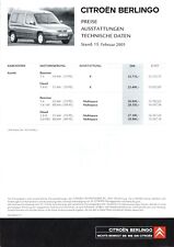 Citroën Berlingo Preisliste 2001 15.2.01 D price list liste de prix prijslijst comprar usado  Enviando para Brazil