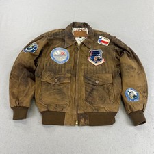 Usado, Jaqueta masculina vintage Ground Zero 38 marrom couro bombardeiro remendos militares anos 90 comprar usado  Enviando para Brazil