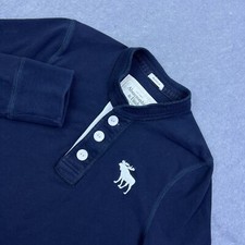 Camiseta Abercrombie & Fitch masculina grande azul marinho ajuste muscular manga longa Henley comprar usado  Enviando para Brazil