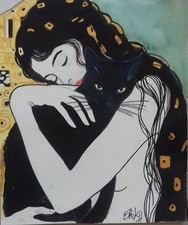 Usado, Gustav Klimt's daughter with her cat, by Erik-H comprar usado  Enviando para Brazil