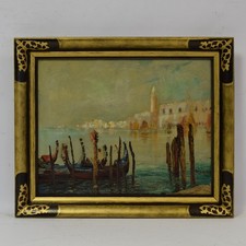 1900–1930 Stary obraz, „Widok na Wenecję”, olej, sygnowany, 60,5 x 50 cm, używany na sprzedaż  PL