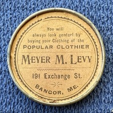 Espelho publicitário comerciante judeu loja de roupas Meyer Levy década de 1890 Bangor Maine comprar usado  Enviando para Brazil