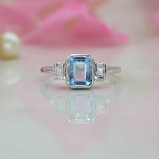 Emerald cut aquamarine for sale  CROYDON