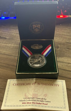 Moeda de prata 1 dólar prova comemorativa dos Jogos Olímpicos de Atlanta 1995 atletismo certificado de autenticidade comprar usado  Enviando para Brazil