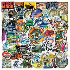 ⭐ 100 Stück Angeln / Camping/ Fische / Fishing Style Stickerbomb - Aufkleber comprar usado  Enviando para Brazil
