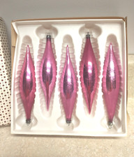 Lote/5 enfeites de Natal vintage de vidro mercúrio soprados à mão Polônia lágrima rosa 6" comprar usado  Enviando para Brazil